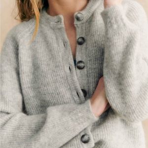Sézane Othello Cardigan, Light Pearl Grey, Size S